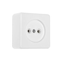 Розетка "Элект" РС 16-019, 16 А, 250 В, одноместная, открытая, с монтажной панелью, белая