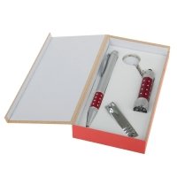 Подарочный набор, 3 предмета в коробке: ручка, кусачки, фонарик