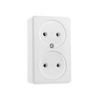 Розетка "Элект" РС 16-008, 16 А, 250 В, двухместная, открытая, белая