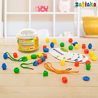 ZABIAKA Шнуровка с карточками, 60 шт+16 развивающих заданий