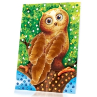 Аппликации перьями и стразами "Совенок"