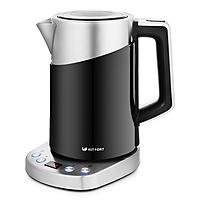 Чайник электрический Kitfort KT-660-2, 2200 Вт, 1.7 л, регулировка температуры, на подставке, чёрно-серый