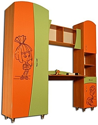 Шкаф для детской Евромебель Макс-2 2100x500x2100 Фиксики (уценка, брак, большие повреждения)
