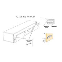 Тумба под ТВ подвесная №2, 1800×420×300, цвет венге ЛДСП / чёрное стекло