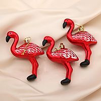 Украшение ёлочное "Фламинго" (набор 3 шт) 11х6,5 см красный