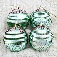 Набор шаров пластик d-8 см, 4 шт "Оливия" зелёный