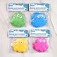 Мини-коврики для ванны "Медуза", 6 шт, цвет МИКС