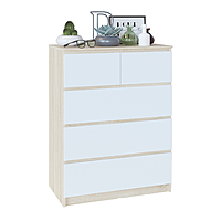 Комод с 5-ю ящиками «Т-5Р», 800 × 446 × 1044 мм, цвет дуб сонома / белый
