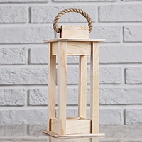 Кашпо флористическое "Фонарик", ручка- верёвка, натуральное , 11×11×24 см