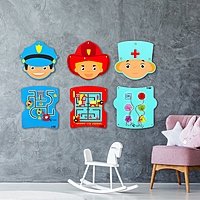 Бизиборд из составных частей "Професии" на стену 3 шт 58х107 см