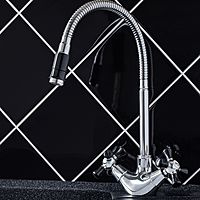 Смеситель для кухни RMS SL92BL-279F, двухвентильный, высокий излив, хром/черный
