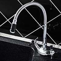 Смеситель для кухни RMS SL92BL-279F, двухвентильный, высокий излив, хром/черный