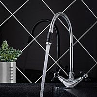 Смеситель для кухни RMS SL92BL-279F, двухвентильный, высокий излив, хром/черный