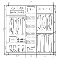 Шкаф-купе Хит-22-18-151, 1800x620x2200, Белый фасад шагрень