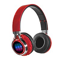 Наушники LuazON, Bluetooth 4.2, 250 мАч, LED, FM, microSD, красные