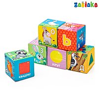 ZABIAKA игрушка мягконабивная, кубики "Алфавит" 6шт, 8*8см