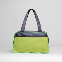 Сумка для обуви на молнии, 1 отдел, наружный карман, цвет салатовый/серый