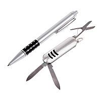 Набор: ручка и нож многофункциональный (черный)
