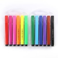 Фломастеры 12 цветов в пластиковом пенале,треугольные,толстые,вентилируемый колпачок,МИКС