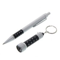 Набор подарочный 2в1: ручка, брелок фонарик в стразах, черный