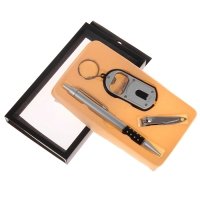 Подарочный набор, 3 предмета в коробке: ручка, брелок-открывалка-фонарик, кусачки