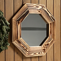 Зеркало "Восьмигранное", сосна, обжиг, 47×47 см
