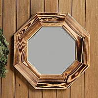 Зеркало "Восьмигранное", сосна, обжиг, 47×47 см