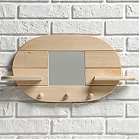 Зеркало "Овал", 3 крючка, сосна, натуральный, 45×30×10 см