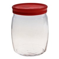 Банка 940 мл, с красной пластиковой крышкой