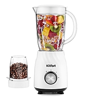 Блендер Kitfort КТ-1379, стационарный, 350 Вт, 1.2/0.4 л, 2 скорости, белый