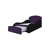 Детская кровать «Майя», механизм выкатной, микровельвет, цвет фиолетовый / чёрный