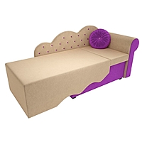 Детская кровать «Тедди 1», механизм выкатной, микровельвет, цвет бежевый / фиолетовый