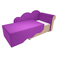 Детская кровать «Тедди 1», механизм выкатной, микровельвет, цвет фиолетовый / бежевый