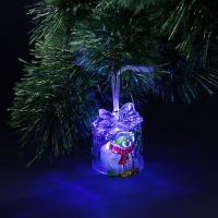 Игрушка световая "Подарок со снеговиком" (батарейки в комплекте), 1 LED, RGB