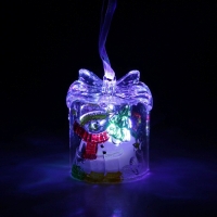 Игрушка световая "Подарок со снеговиком" (батарейки в комплекте), 1 LED, RGB