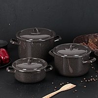 Набор кастрюль «Гранит», 3 шт: 1,5 л, 3 л, 4,5 л