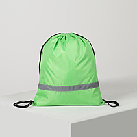 7912СВ Д-150 Сумка-мешок для обуви, 34*1*45, отдел на шнурке, светоотр полоса, зел/салатовый