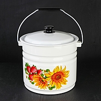 Ведро 10 л, цельно штампованное с крышкой, деколь МИКС