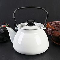 Чайник сферический Керченская эмаль, 3 л, без деколи, цвет белый