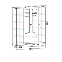 Шкаф 4-х дверный «Венеция 4» с 2-мя зеркалами, цвет белый / арктик матовый / деним матовый