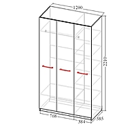 Шкаф 3-х дверный «Венеция 8», 1200 × 585 × 2210 мм, цвет венге / белый глянец