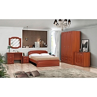 Спальня «Венеция 3», кровать 140 × 200, шкаф, 2 тумбочки, зеркало, туалетный столик, комод
