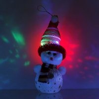 Игрушка световая "Снеговик со звездочками в шапочке", батарейки в комплекте