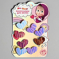 Заколки для волос «Липучки», сердечки, 8 шт., Маша и Медведь