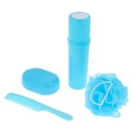 Набор дорожный 4 предмета (мочалка, футляр для зубной щетки и пасты, мыльница, расчёска), цвет МИКС