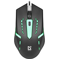 Мышь Defender Hit MB-601, проводная, оптическая, подсветка, 4 кнопки, 1200 dpi, чёрная