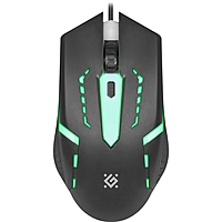 Мышь Defender Flash MB-600L, проводная, оптическая, подсветка, 4 кнопки, 1200 dpi, чёрная