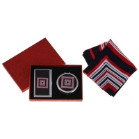 Набор подарочный "Квадраты", 3 предмета: зеркало, визитница, платок, цвет красный