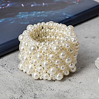 Браслет "Зима" сплошной узор, цвет молочный, бусины №6, №8, №12