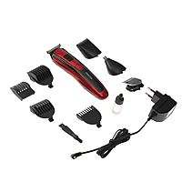 Машинка для стрижки Centek CT-2133, 3 Вт, 4 насадки, триммер, красная